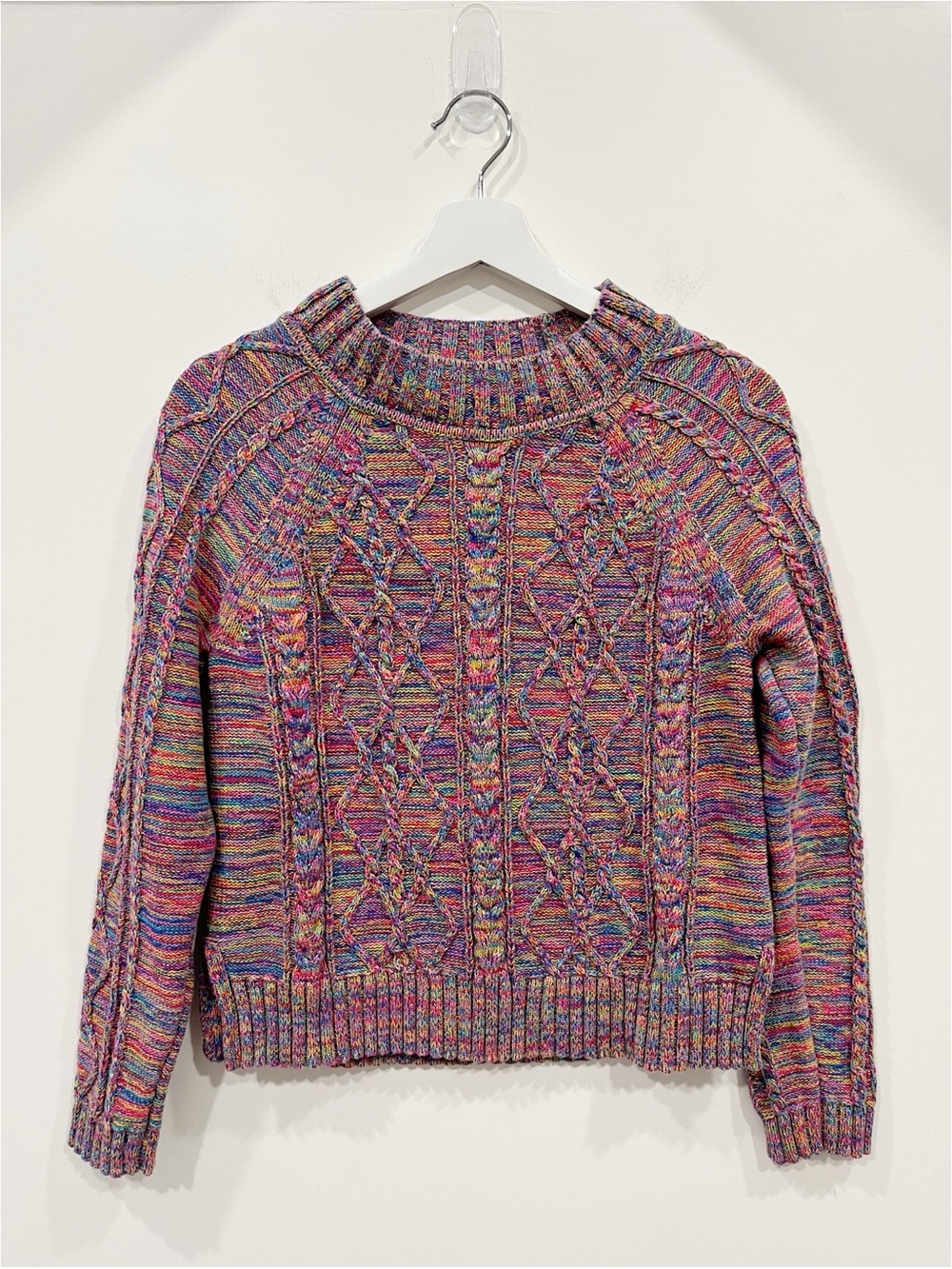 GAP Multicolor Marled Cable Knit Hooded Sweater Size Small